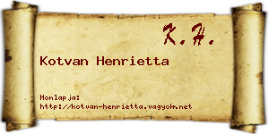 Kotvan Henrietta névjegykártya